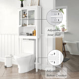 Spirich Over The Toilet Cabinet for Bathroom Storage, Above Toilet Storage Cabinet with Moru Tempered Glass Doors, White Spirich