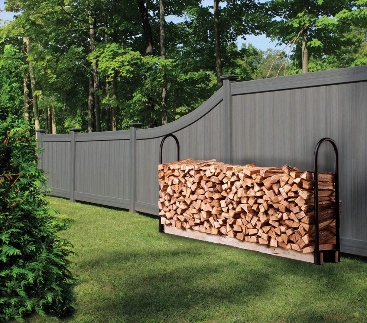 Fire Beauty Firewood Log Rack Adjustable Bracket Kit, Fireplace Wood Storage Holder,Black Powder,Coated Steel, Outdoor and Indoor Fire Beauty