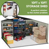 Patiowell 10 x 10 FT Outdoor Storage Shed,Metal Yard Shed with Design of Lockable Doors, Utility and Tool Storage for Garden, Patio, Backyard, Outside use,Brown Patiowell