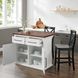 Crosley Furniture Bartlett Kitchen Island with Wood Top and X-Back Stools, White/Black Crosley Furniture