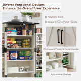 ACCOHOHO 47" Kitchen Pantry, Farmhouse Storage Cabinet with Barn Doors, Organizer and Adjustable Shelves, Rustic Wood Cupboard for Kitchen, Dining ACCOHOHO