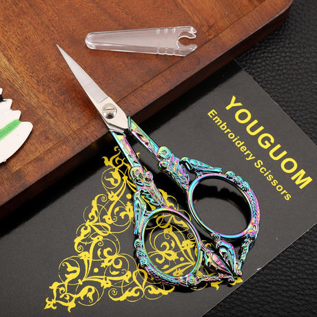 YOUGUOM Sewing Embroidery Scissors – Small Vintage Sharp Detail Shears for Craft, Artwork, Needlework Yarn, Handicraft DIY Tool, Thread Snips, 4.6in Rainbow Bird Style YOUGUOM