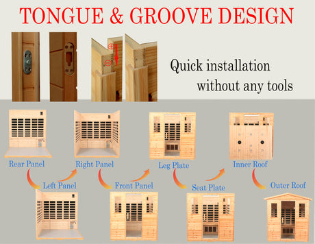 LTCCDSS Outdoor Sauna 5-6 Person Far Infrared Sauna Low EMF | Withstand Temp -5℉-104℉, Outdoor Indoor Wooden Sauna Room for Home-18 Low EMF Boards-Canadian Hemlock-Chromotherapy-Bluetooth Speaker LTCCDSS