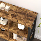 FOLUBAN Industrial Horizontal Bookshelf, 6 Cube Storage Organizer with Shelf, Wood and Metal Cubby Bookcase for Living Room Bedroom, Rustic Brown, 47 Inch FOLUBAN