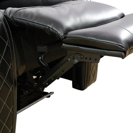 JBXBER Power Recliner Sofa Set with LED Lights, Power Reclining Sofa Set with Cup Holder, Storage Console, Faux Leather Couch for Home Theater Seating(Sofa, Loveseat and Chair,Black) JBXBER