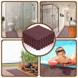 Tinideya 50 Pcs Drainage Interlocking Tiles Dry Deck Tiles 11.8'' X 11.8'' Interlocking Floor Tiles with Drain Holes, Non Slip TPE Soft Drainage Mats Modular Pool Floor Mat for Bathroom Patio (Brown) Tinideya