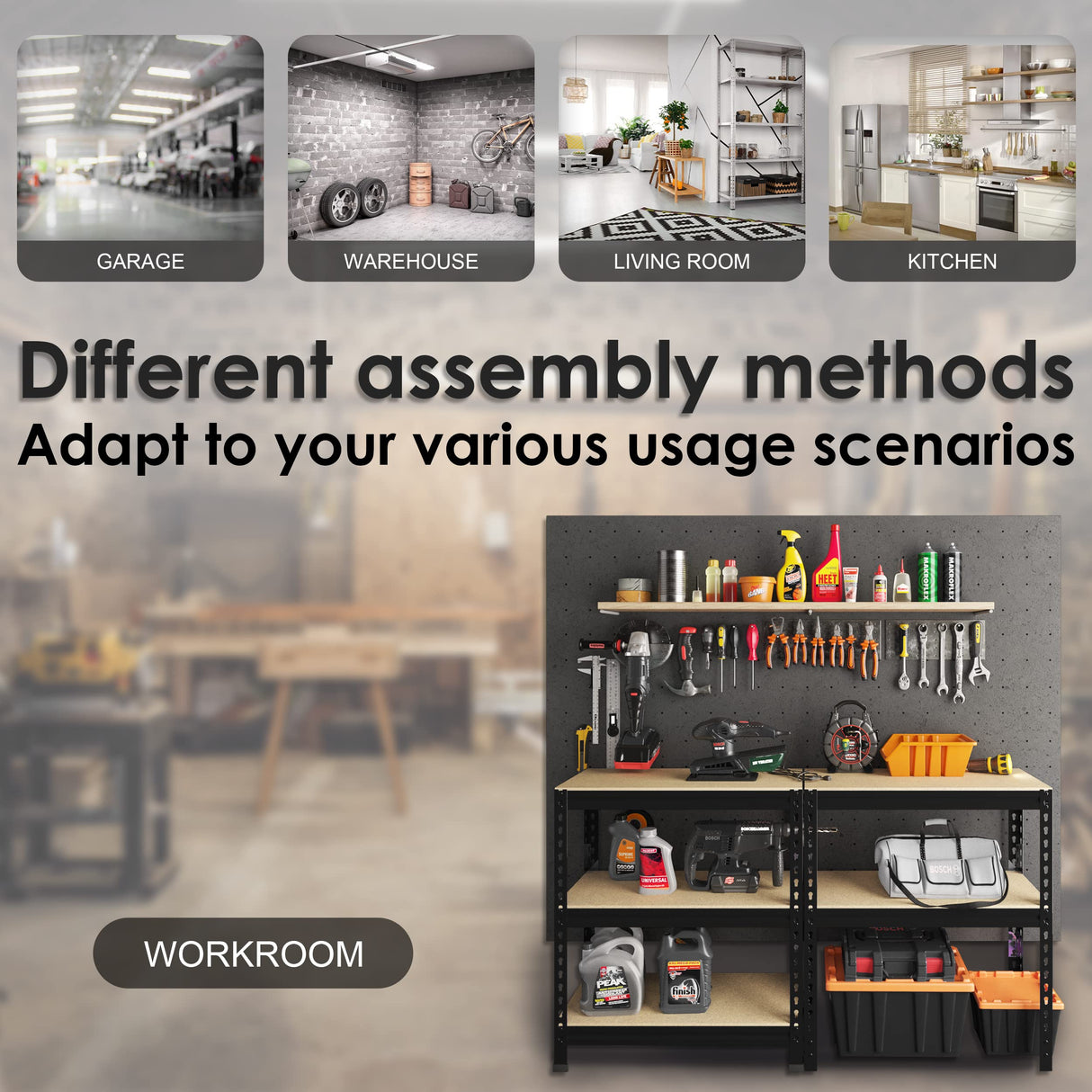 Prilinex Heavy Duty Storage Shelves - 5-Tier Adjustable Metal Garage Shelving Unit, Standing Utility Shelf Racks for Pantry Warehouse Kitchen, 28" W x 12" Dx 59" H, Black Prilinex