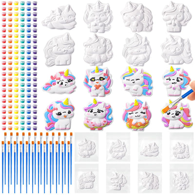 Leyndo 24 Set Unicorn Painting Kit Bulk Craft Kits DIY Paint Your Own Ceramic Figurines to Paint Unpainted Ceramic Plaster Painting Crafts for Party Favor Birthday Decorations