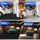 Barydat 72 Pcs Modular 12'' x 12'' Drainage Interlocking Floor Tiles Bulk Garage Cushion Mat Pool DIY Flooring Tiles Polypropylene Non Slip Tiles for Garage Outdoor Indoor Pool Shower Flooring (Black) Barydat