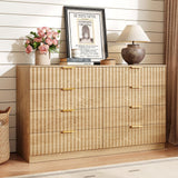 NDOHCUO Fluted 8 Drawer Dresser for Bedroom,47.2''W Modern Dresser for Closet with Metal Handle, Wooden Chest of Drawers for Bedroom, Living Room, Hallway, Natural NDOHCUO
