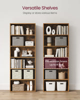 VASAGLE Rustic Brown 6-Tier Open Bookshelf with Adjustable Shelves and Anti-Tip Kit VASAGLE