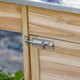 Outsunny Outdoor Potting Bench Table, Garden Work Station with Storage Cabinet, Open Shelf and Steel Tabletop, Natural Outsunny