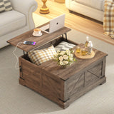 Vabches 31.5" Lift Top Coffee Table with Storage, Farmhouse Square Coffee Tables for Living Room, Center Table with Charging Station and Hidden Space, Grey Vabches