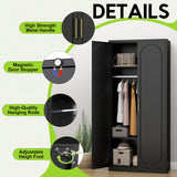 UNICOLY Armoire Wardrobe Closet with Doors, 71'' Wardrobe Cabinet with Hanging Rod, Metal Closet with 2 Adjustable Shelves for Bedroom School, Employee, Gym, Armarios De Ropa para Dormitorio, Black UNICOLY