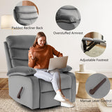 GNMLP2020 Swivel Rocker Recliner Chair for Adults, Rocking Chair Nursery, Manual Small Swivel Recliner Chairs for Small Spaces, Living Room, Nursery, RV, Light Grey GNMLP2020