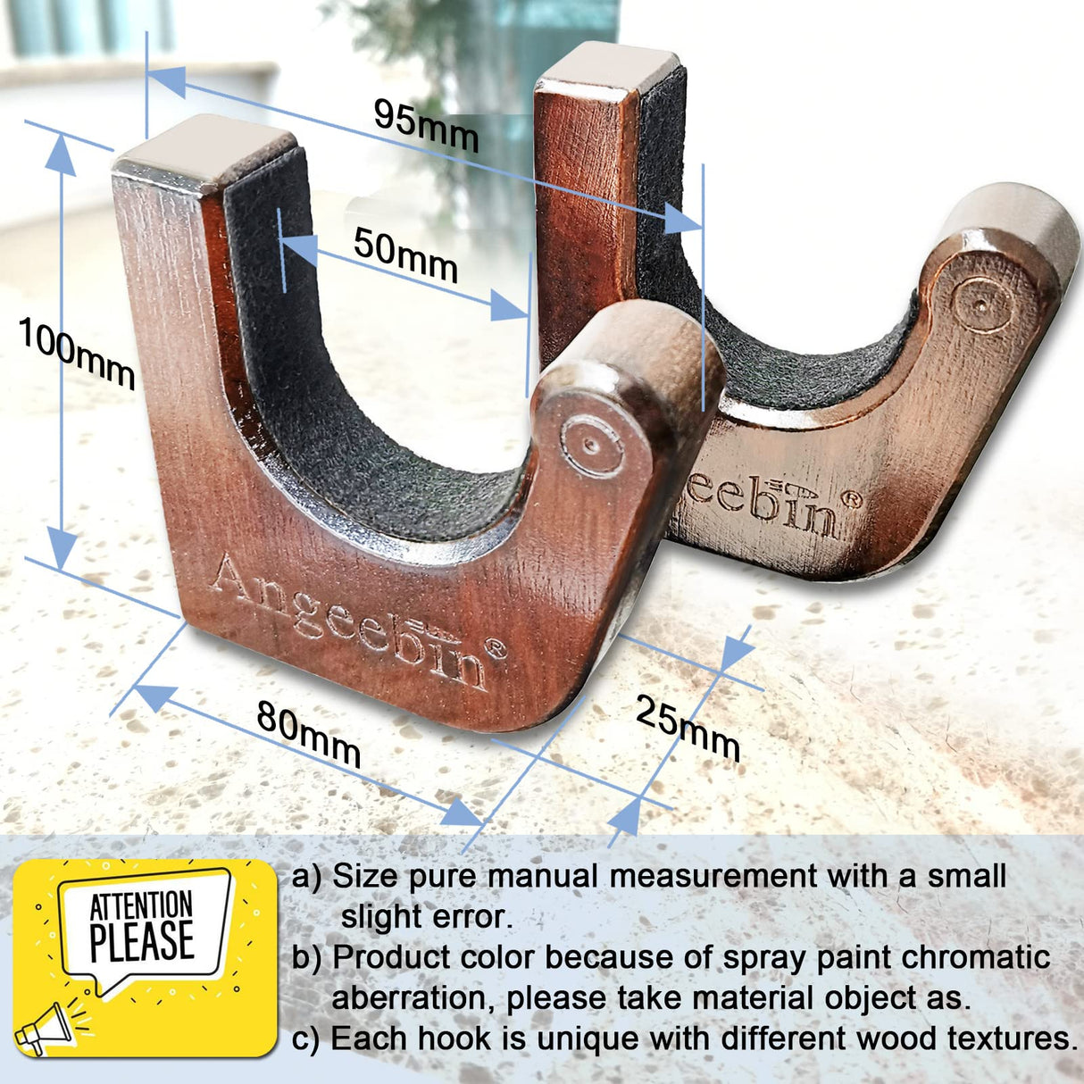 Angeebin Gun Rack Wall Mount Hold Up and Display Horizontal Rifle or Shotgun, Wooden Gun Hooks Suitable for Home and Store Angeebin