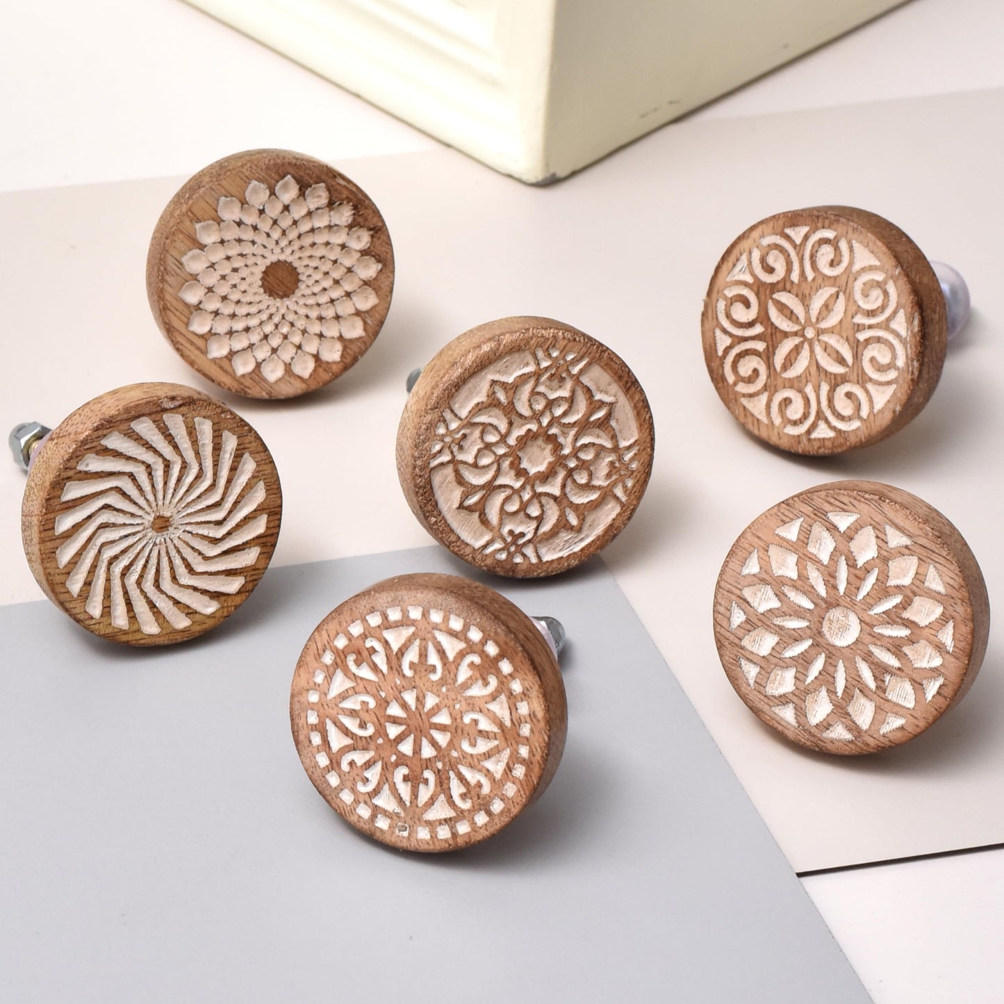 Indian Shelf 18 Pack- Boho Knobs- Wood Knobs for Cabinets and Drawers- Natural Wooden Dresser Knobs- Boho Wooden Knobs- Unique Wood Drawer Pulls- Boho Drawer Knobs and Pulls- Cabinet Door Handles