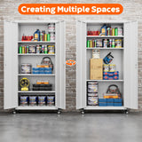 GangMei Metal Storage Cabinet with Wheels, 73" H Rolling Garage Cabinets with Locking Doors and Adjustable Shelves for Home Office, Basement, Pantry, Workshop(White) GangMei