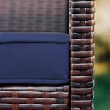 Nestl Wicker Outdoor Furniture Set - 3 Piece Patio Bistro Set (Brown/Navy) Nestl