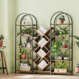 LIKEMET Triple 5 Tier Bookshelf, Bookcase with 18 Open Display Shelves, Wide Tree Bookshelf Metal Frame Tall Book Case for Living Room Home Office Rustic Brown LIKEMET