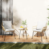 DAYAOUTDOOR 3 Pieces Outdoor Bistro Set, Bistro Set Outdoor with Glass Top Table, Patio Wicker Furniture Set 3 Piece, Rattan Conversation Set for Balcony, Lawn, Garden, Backyard, Poolside, Beige DAYAOUTDOOR
