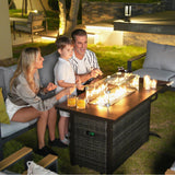 Sundale Outdoor Aluminum Patio Furniture Set w/Fire Pit, 7 Piece Modern Outdoor Furniture with 6 inch Cushion, Metal Patio Sectional Conversation Sets for Deck, Backyard, Porch (Grey) Sundale Outdoor