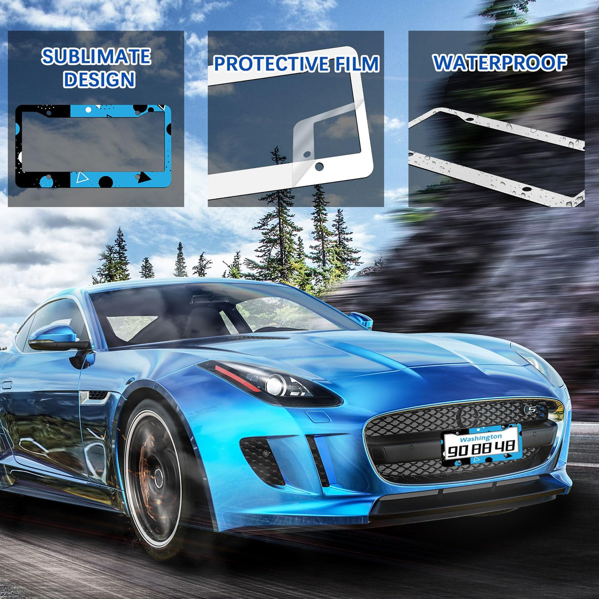 OKBA 10 pcs Sublimation License Plate Frame Blanks,White Metal Aluminum car Tag, DIY Custom Picture Design for car tag Frame (12.2x6.3x0.04in) OKBA