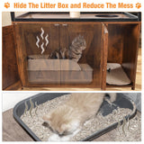 Cat Litter Box Enclosure,Hidden Litter Box Furniture with Metal Frame,Wooden Kitty House with Barn Door,Wooden Cat Washroom Furniture,Fit Most of Litter Box (Wood, M) Suumerpety