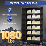 AUEYTVR 75" Tall Metal Garage Storage Cabinet with Wheels and Locking Doors and Tall Rolling Steel Tool Cabinet with 5 Adjustable Shelves for Garage,Home,Office,Shop (Black) AUEYTVR