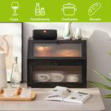 BMOSU Large Bread Box for Kitchen Countertop,Double Layer Bread Box for Kitchen Counter,Bamboo Wood Bread box Capacity Bin Kitchen Storage(Black) BMOSU