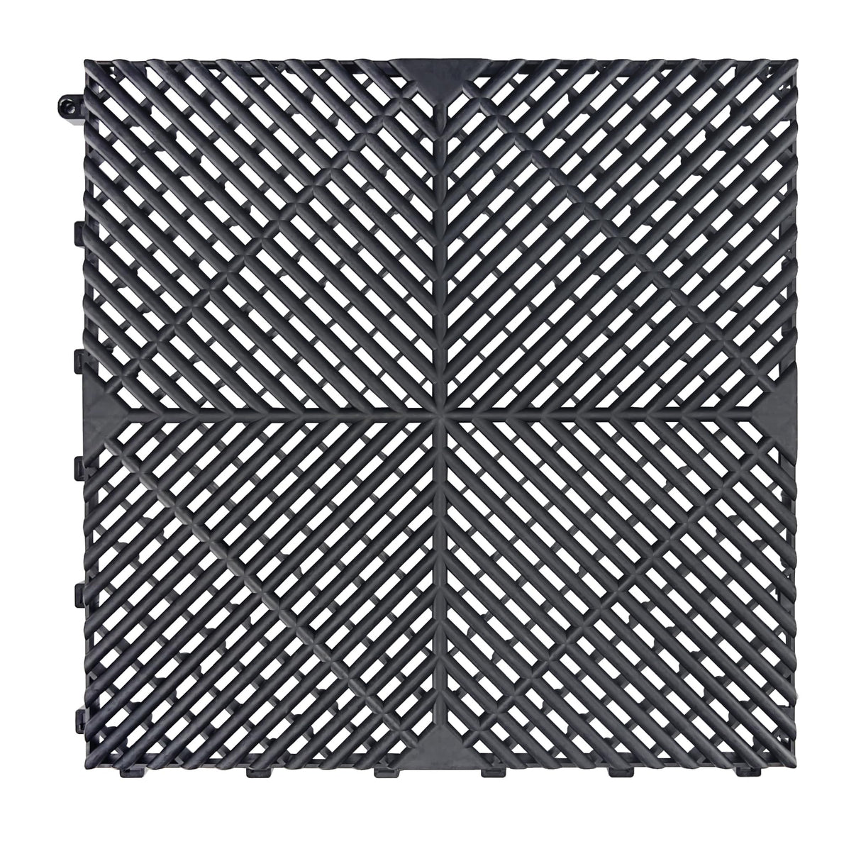 SafeRacks Ribbed Interlocking Garage Floor Tiles - Vented, Self-Draining, Non-Slip Flooring, Modular, Virgin Polypropylene, Ideal for Garages, Patios, Basements, Decks - Black - 82.56 sq ft - 48 Pack SafeRacks