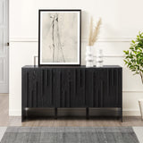 Walker Edison Contemporary Detailed 3-Door Sideboard, 55 Inch, Black Walker Edison