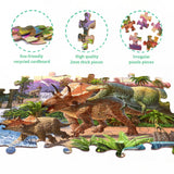 Dinosaur Puzzles for Kids Ages 4-8 Year Old - World of Huge Dinosaurs,2 Packs 60 Pieces Jigsaw Puzzle for Toddler Children Learning Educational Puzzles Toys for Boys and Girls. RANSUNN