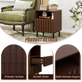 UEV Mid Century Modern Solid Wood Nightstand Set of 2,2 Drawers End Table with Storage Space,Accent Wooden Strip Design Bedside Table for Bedroom, Living Room (Brown, Set of 2) UEV