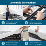 LUCID 5 Inch Memory Foam Bamboo Charcoal Mattress and 9 Inch Steel Foldable Queen Box Spring Foundation with Center Support Bolts and Cover LUCID