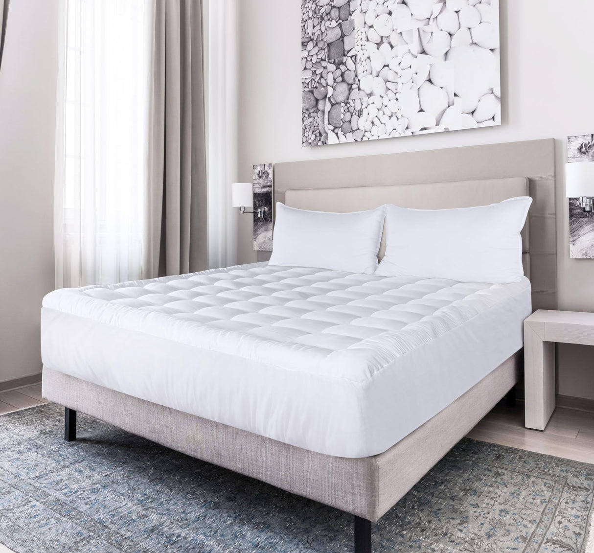 Utopia Bedding Twin Mattress Pad, Quilted Fitted Premium Mattress Protector, Deep Pocket Cover Stretches up to 16 Inches, Fluffy Pillow Topper (39x75 Inches, White) Utopia Bedding