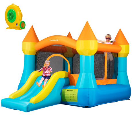 VIVOHOME Small Bounce House for Kids, Jumping Inflatable Bouncy Castle with Slide, 12x8 FT Inflated Bouncer for Outdoor with Air Blower Included VIVOHOME