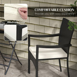 Outsunny 3 Pieces Wicker Outdoor Bistro Set, Rattan Patio Furniture Set with Folding Coffee Table, Porch Chairs with Cushions for Backyard, Balcony, Garden, White Outsunny