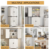 Hlivelood 71in Farmhouse Tall Storage Cabinet with Adjustable Shelves and Barn Doors in White Hlivelood