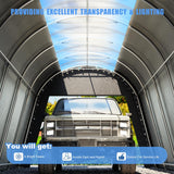 WELYAS Carport 12x20 ft Heavy Duty w/Translucent Roof, All-Season Waterproof UV Protected Outdoor Car Ports w/Reinforced Metal Frame Ventilated Doors,Portable Garage Car Shelter for Boat Truck Yacht WELYAS