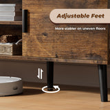 SUPERJARE TV Stand for 55 Inch TV, Entertainment Center with Adjustable Shelf, 2 Cabinets, TV Console Table, Media Console, Solid Wood Feet, Cord Holes, for Living Room, Bedroom, Rustic Brown SUPERJARE