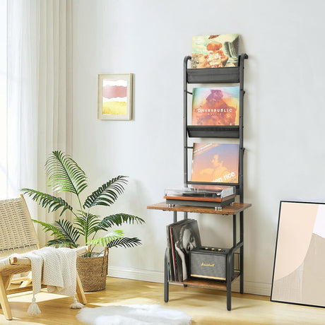 Record Player Stand with Vinyl Storage, Record Player Table with Vinyl Record Storage up to 200 Albums, Turntable Stand with Record Holder Vinyl Display Shelf, Record Player Cabinet Organizer Rack Tewinko