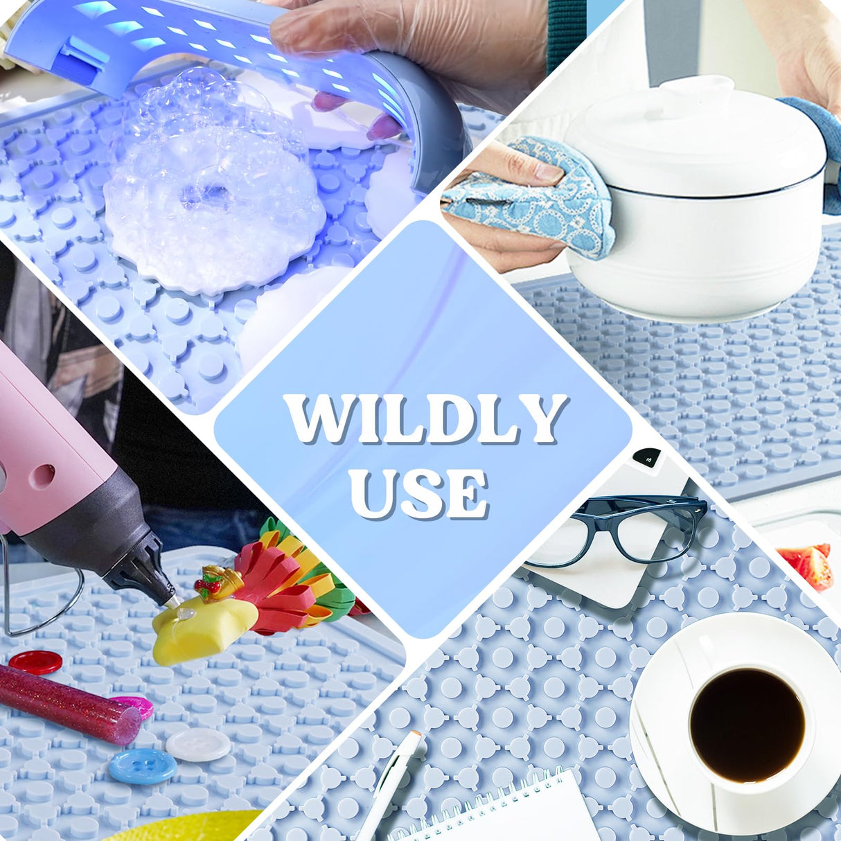 LET'S RESIN Premium Resin Collector Mat, 20" x 14"Large Easy Clean Silicone Mat for Crafts, Epoxy Resin,Placemat(Blue) LET'S RESIN