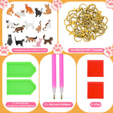 Sasylvia 15 Pcs Animal Diamond Painting Keychains Pet Diamond Painting Keychain Pendant Kits for Adults(Cat) Sasylvia