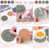 Billbotk Diamond Painting Coasters Kit, 8 Pieces Mandala Diamond Art Coasters with Holder, DIY Diamond Mandala Coasters for Beginners Billbotk