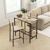 HOMCOM 3 Piece Bar Table and Chairs, Industrial Dining Table Set for 2, Counter Height Kitchen Table with Bar Stools, Breakfast Table Set for 2 for Small Space, Oak HOMCOM