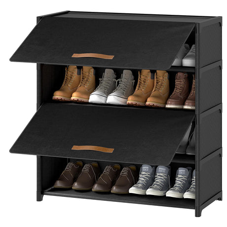 UNITSTAGE Shoe Rack, 5 Tier Shoe Storage Cabinet with Door 20 Pair Plastic Shoe Shelves Organizer for Closet, Entryway, Hallway, Bedroom, Black UNITSTAGE