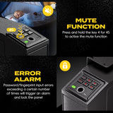 Mounted Biometric Gun Safe for Handgun, Nightstand Quick Access Pistol Safe with Auto Sliding Door for Car, Truck, Desk, Bedside, Slider Gun Lock Box with Security Fingerprint, Key Access, PIN Code HolaDream