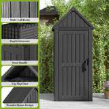 Upgraded Outdoor Resin Storage Shed with Removable Shelves, Lock Ring & Reinforced Floor - All-Weather Garden, Patio Cabinet (Black) Fancyango