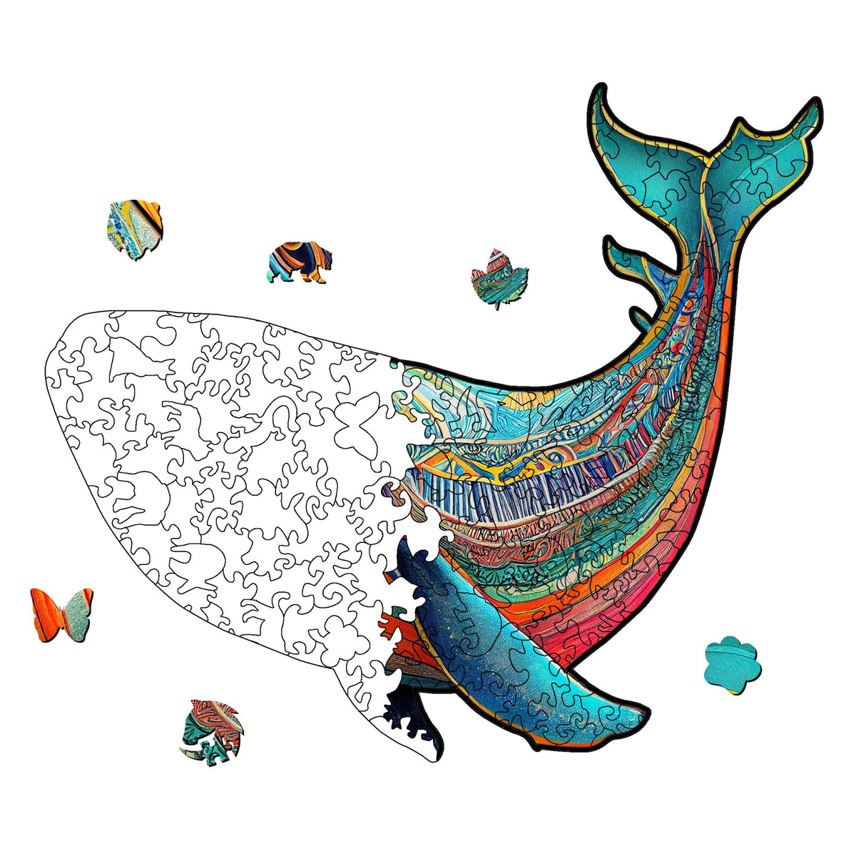 Wooden Puzzles for Adults, Whale Unique Shaped Wooden Jigsaw Puzzle, Ocean Animals Wood Cut Puzzles, Birthday Holiday, 170 Pieces, 10.23"x12.79" AIMPUZZLE